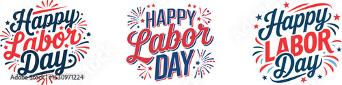 Happy Labor Day Celebration, National American Holiday Concept, greeting card with USA flag vector illustration