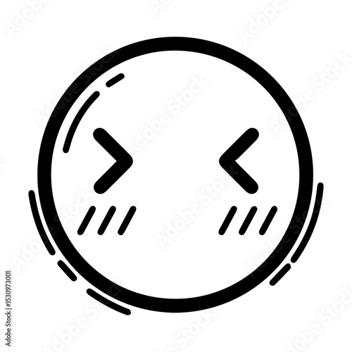 Outline-style emoji with tightly closed, crinkled eyes and three small lines on each cheek, conveying bashfulness, shyness, or embarrassment. Illustrating feelings of reserve or humble awkwardness