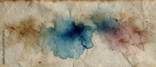 Abstract watercolor stains on textured paper