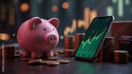 Mutual Funds and Stock Investment Returns, long term investment with icon illustration explaining money stock graph and savings concept