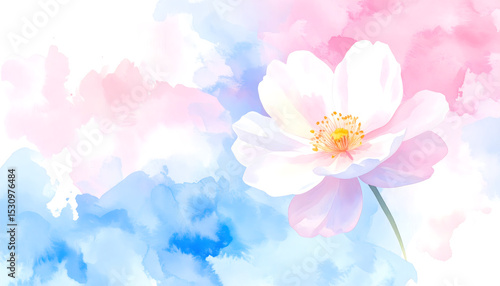 Pastel Watercolor Flower Painting Delicate Bloom in Soft Hues