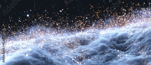 Beautiful sparkles on an ethereal wave surface