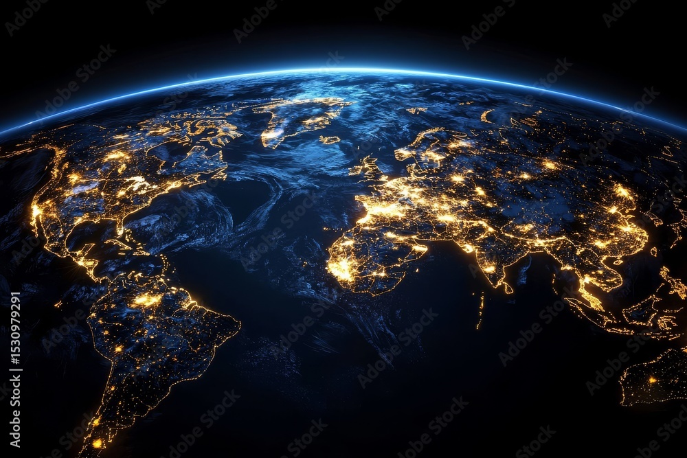 Obraz premium Celebrating human civilization's beauty through vibrant city lights.