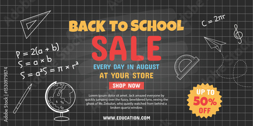 Back to School Sale Poster Design Template. Vector Sale Banner Design. Limited Time