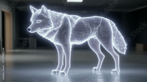 Wireframe Wolf: Digital Animal Art