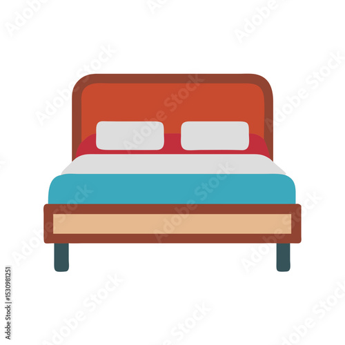 Vector illustration of bed, isolated on white background