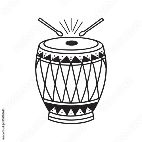 line art of indian traditional drum