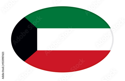 Kuwait flag ellipse shaped. vector	
