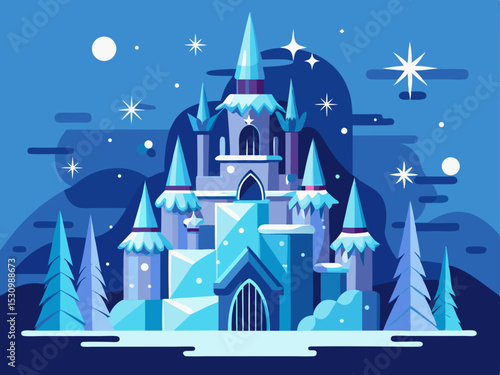 fantasy ice castle illustration
