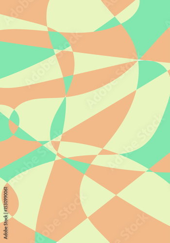 Fondo vertical abstracto de formas curvas verde y naranja