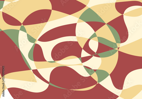 Fondo horizontal y abstracto de formas curvas rojo, amarillo y verde