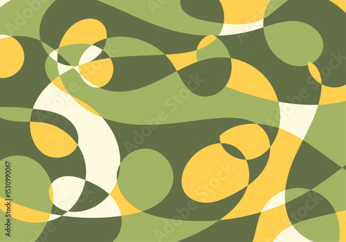 Fondo abstracto de formas geométricas curvas y onduladas amarillo y verde