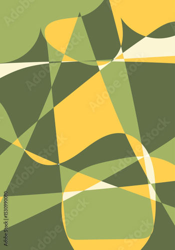 Fondo abstractos de forma geométrica y curvas verde y amarillas