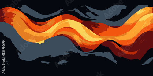 Minimalist abstract wave pattern in warm tones over dark background ideal for modern decor