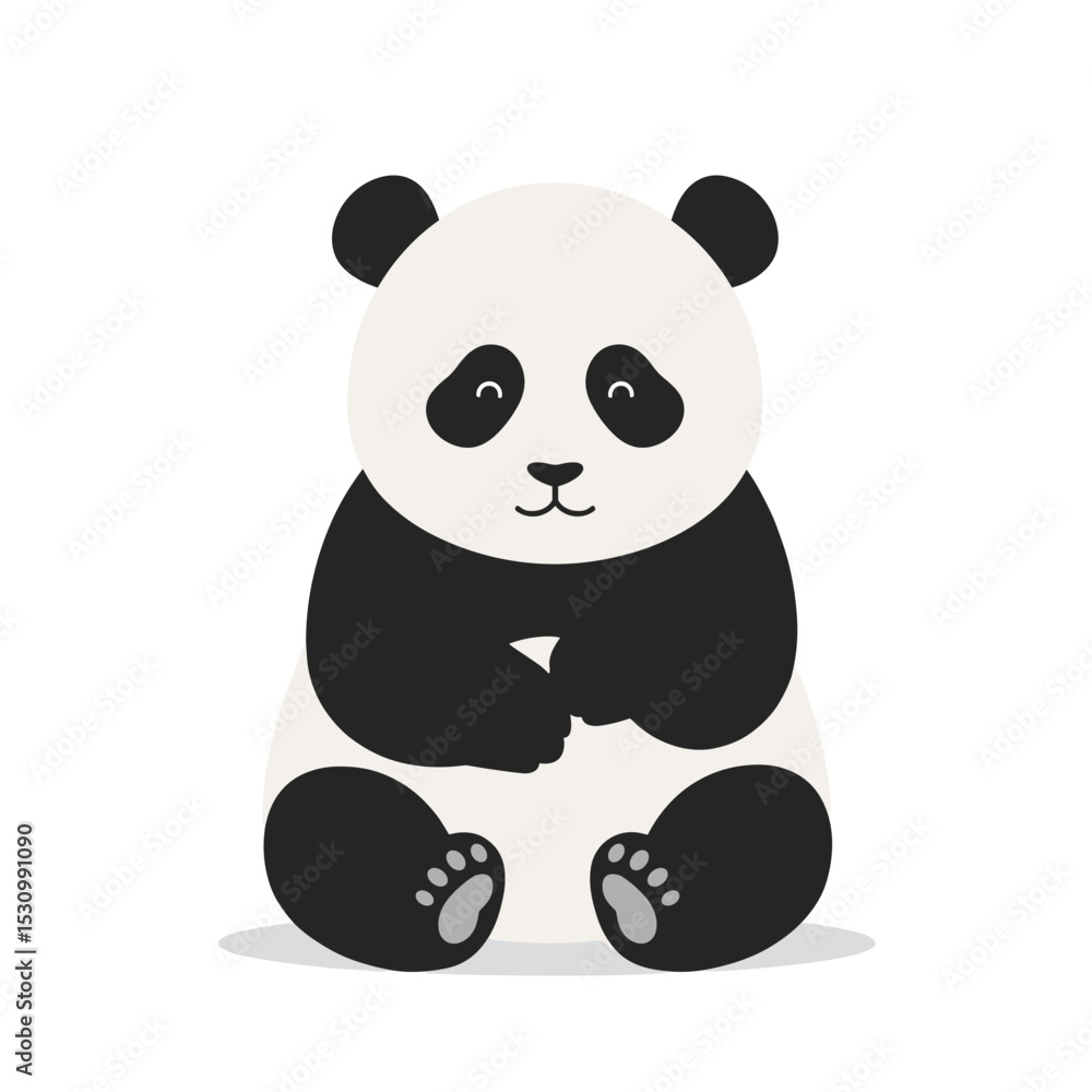 Cute vector illustration of a cartoon panda bear against a plain white background Cute vector illustration of a cartoon panda bear against a plain white background