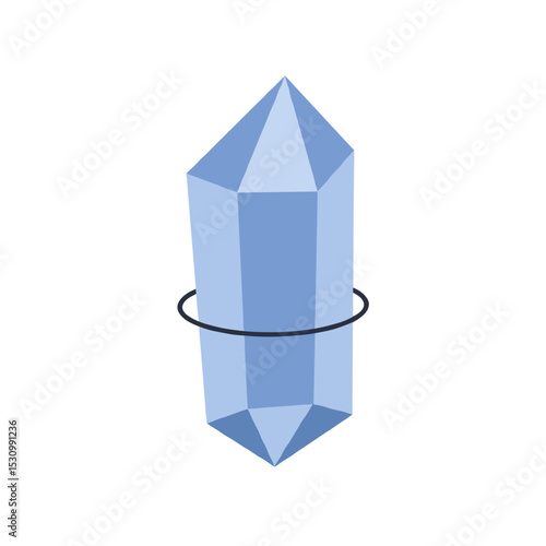 Simple digital illustration of a pale blue crystal with a dark gray ring around the center
