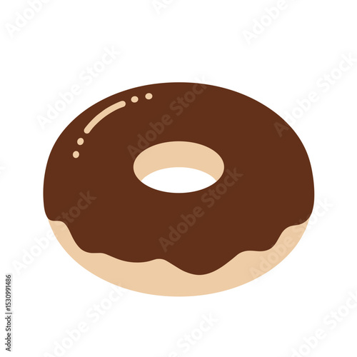 Chocolate donut graphic with glaze on a white background