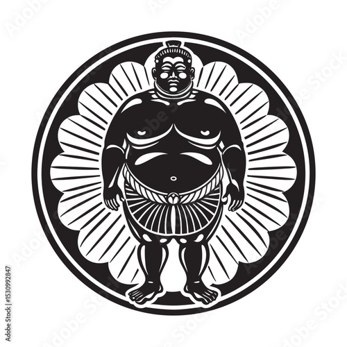silhouette japanese sumo wrestler on the white background  
