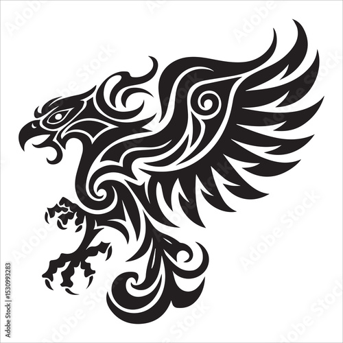 Wallpaper Mural Tribal Eagle Silhouette Vector,eagle in flight vector art illustration, Torontodigital.ca