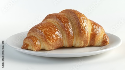Golden croissant on a plate