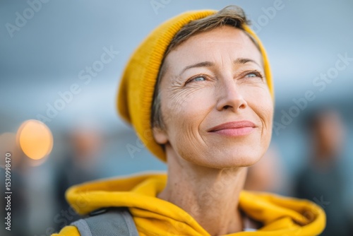 A middle-aged woman goes hiking and camping in the great outdoors