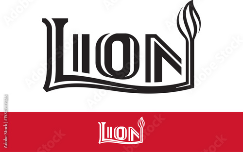 Lion Animal Word Mark with its Long Tail Vector Logo Art