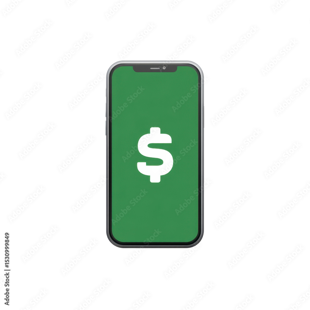 Modern Smartphone Displaying Dollar Sign on Green Background, Symbolizing Financial Technology and Digital Currency Concepts Transparent background or png Modern Smartphone Displaying Dollar Sign on Green Background, Symbolizing Financial Technology and Digital Currency Concepts Transparent background or png