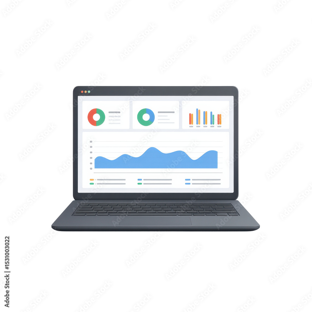Modern Laptop Displaying Business Analytics and Data Visualizations on a Clean, Minimalistic Workspace Transparent background or png Modern Laptop Displaying Business Analytics and Data Visualizations on a Clean, Minimalistic Workspace Transparent background or png