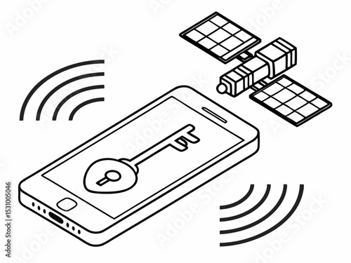 Creative Black Line Icon Of A Smartphone Emitting Satellit Design