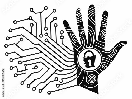 Modern Black And White Silhouette Icon Of A Handprint Co Vector