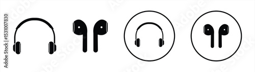Headphones and Earphone icon vector