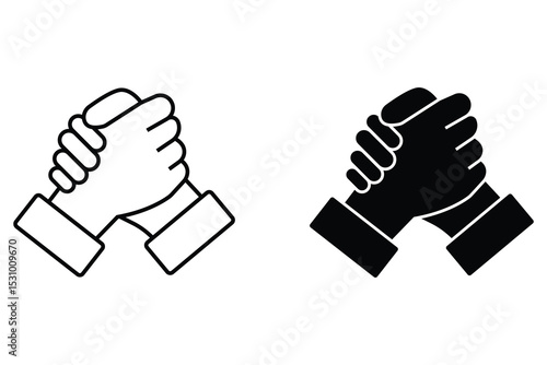 arm wrestling sportive icon. Soul brother handshake, simple illustration outline style sport symbol. arm wrestling icon for apps and websites. Vector illustration.  