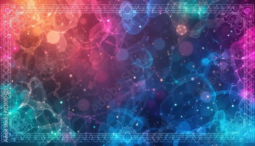 border background with ornamnet with glow effect, frame background celebration event with ornament line 