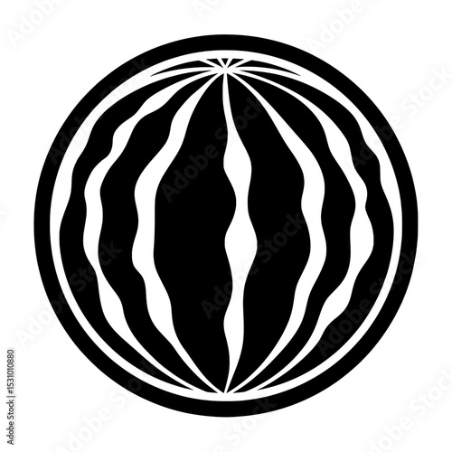 Modern illustration of watermelon in a simple black silhouette style for design and web purposes