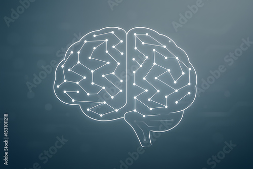 Futuristic Artificial Intelligence Brain with Glowing Circuits and Holographic Interface