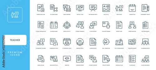 collection teacher themed icons teaching learning classroom management