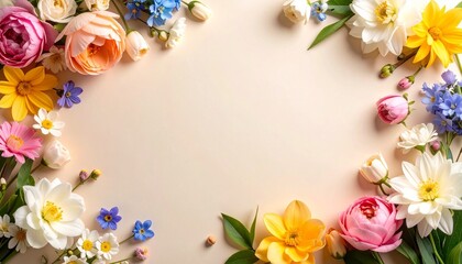 frame of colorful flowers
