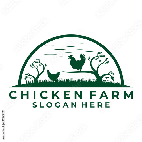 Chicken farm logo design vector template. Farm logo design icon vector