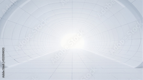A long white tunnel with lines