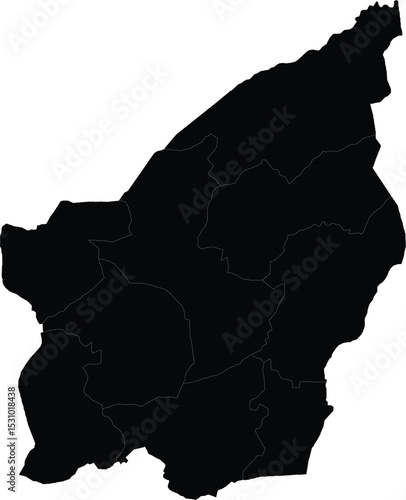 vector map silhouette of san marino with regional borders, black isolated microstate shape on white background

