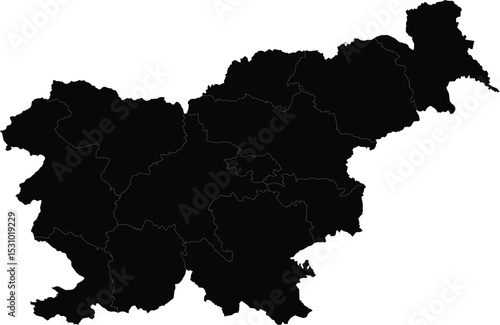 vector map silhouette of slovenia with regional borders, black isolated country shape on white background

