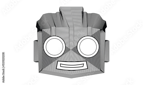 Robot Head Vector Illustration – Futuristic AI Face, Cyber Technology, and Machine Design