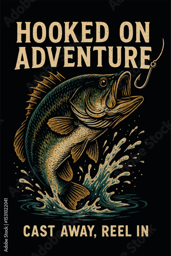 Hooked on Adventure Fishing Cast Reel Art