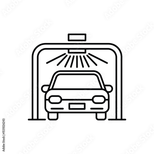 Simple Line Art Illustration of Car Wash Service and Vehicle