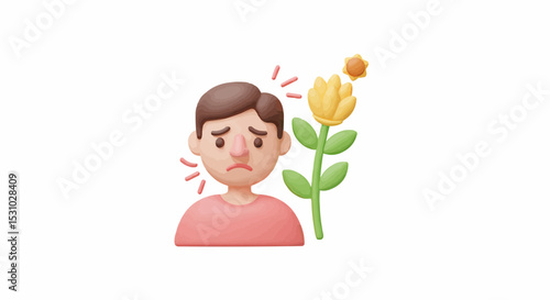 Sad person with pollen allergy.