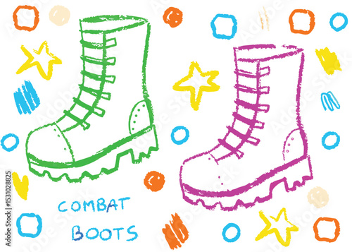 Colorful vector illustration of a pair of rubber boots, perfect for winter sports fashion footwear