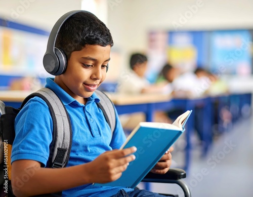 Educación Inclusiva: Niños con Discapacidad Aprendiendo Activamente en el Aula, Generated image