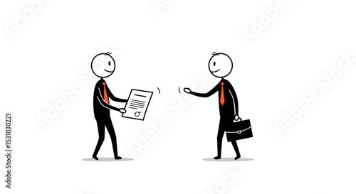 Simple Businessmen Exchanging a Document in a Friendly Transaction