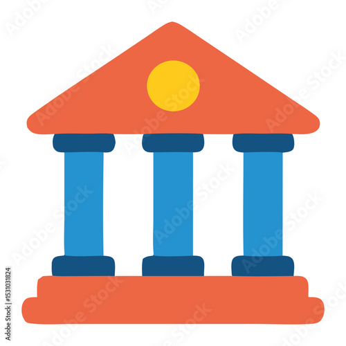 Profit growth icon for bank building, symbolizing financial prosperity. Suitable for finance, business, bankingrelated designs, presentations, and publications.