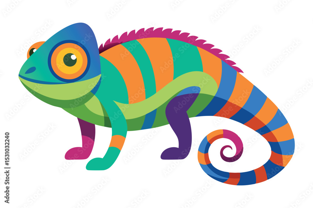Fototapeta premium Vibrant Chameleon Vector Simple Elements Illustration